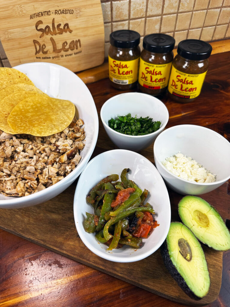Taco ingredients on table